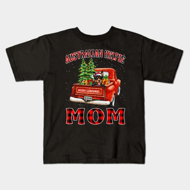 Christmas Australian Kelpie Mom Santa Hat Truck Tree Plaid Dog Mom Christmas Kids T-Shirt by intelus